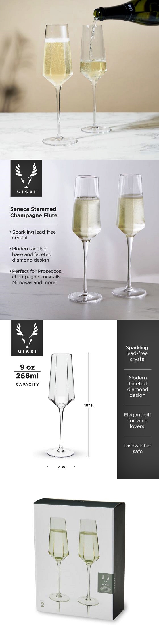 Seneca Faceted Coupe Glasses Set of 2