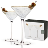 Meridian Rippled-Crystal Gold-Rim Martini Glasses by VISKI (Set of 2)