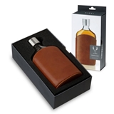 "Parker" Brown Leather-Wrapped Glass Flask by VISKI