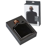 "Nautilus" Glazed Black Ceramic Flask with Cork Top by VISKI