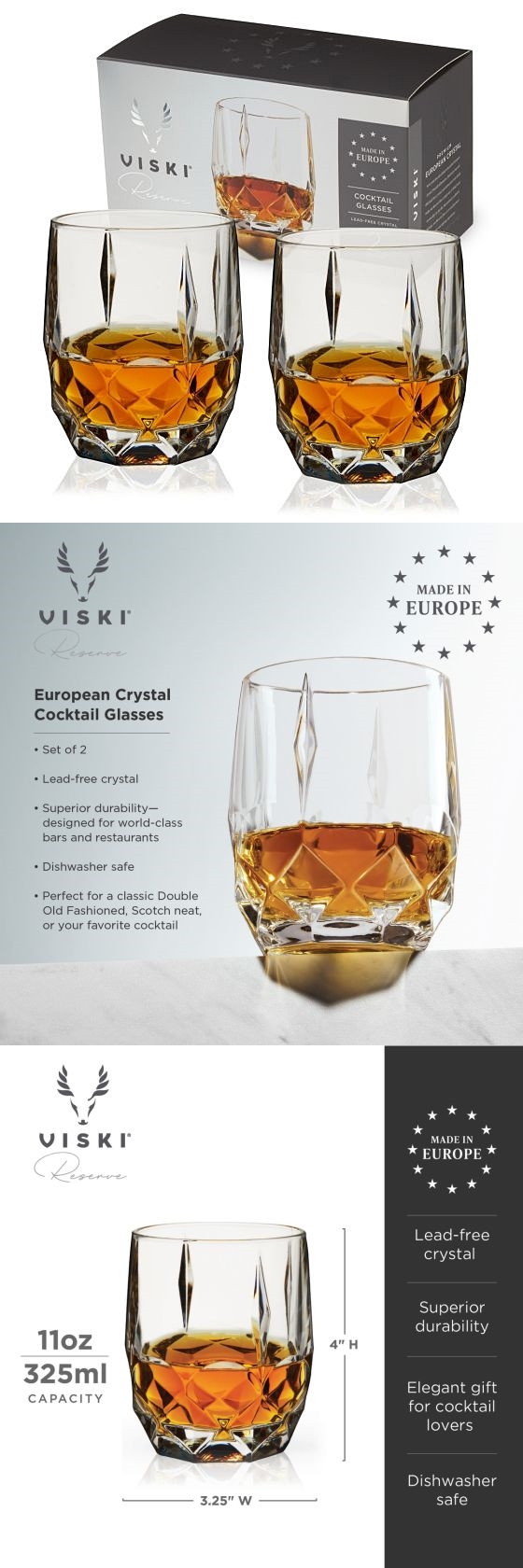 Reserve European-Made Cocktail Glasses by VISKI (Set of 2)