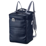 Faux-Leather Cooler Backpack in Navy with Adjustable Straps by Twine