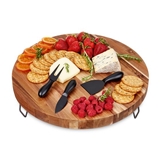 Acacia-Wood Footed Cheese Board & Knives Set by Twine Living