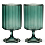Malachite-Green Stemmed and Ribbed 10oz Optic Tumblers by Twine (Set of 2)
