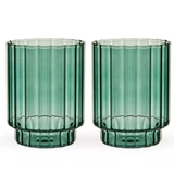 Malachite-Green Stemless Ribbed 10oz Optic Tumblers by Twine (Set of 2)