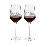 Admiral Collection Crystal Universal Wine Glasses with Linework Etching by VISKI