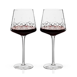 Admiral Crystal Burgundy Wine Glasses with Crosshatch Details by VISKI (Set of 2)