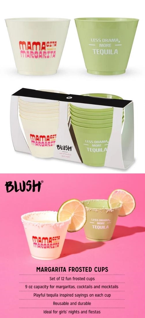 Mamacita Needs a Margarita Design Shatterproof Frosted Cups by Blush (Set of 12)