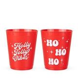Festive Holiday Vibes 16oz Red Plastic Cups by Blush (Set of 12)