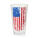 Vertical Weathered American Flag Design 16oz Pint Glass by True
