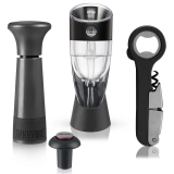 Red Wine Pro 4-Piece Gift Set by Innovine (includes Corkscrew, Aerator and Pump)