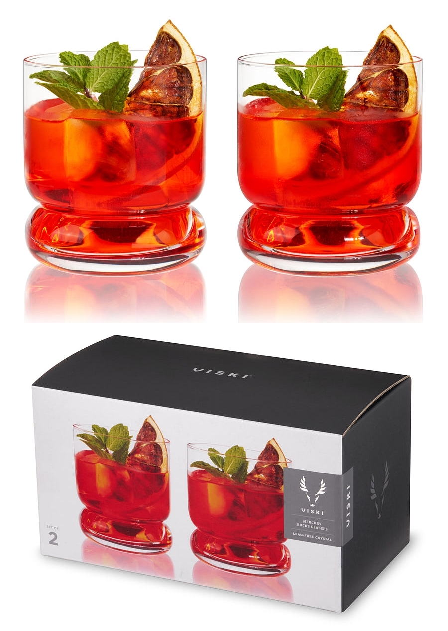 Space-Age Styled "Mercury" Crystal Rocks Glasses by VISKI (Set of 2)