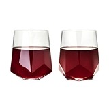 VISKI Raye Collection Faceted Crystal Stemless Wine Glasses (Set of 2)