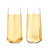 Seneca Lead-Free Crystal Faceted Stemless Champagne Flutes by VISKI (Set of 2)