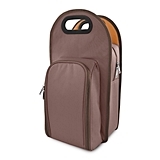 Metro Insulated 2-Bottle Wine Tote in Brown with Orange Lining by True