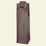 Admiral: Brown Vegan-Leather Wine Tote with Metal Handles by VISKI