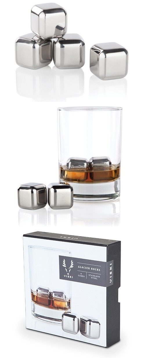 Glacier Rocks: Small Stainless-Steel Liquor Cubes (Set of 4)