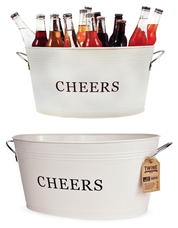 Rustic Farmhouse Collection Galvanized-Tin 'Cheers' Ice Tub by Twine