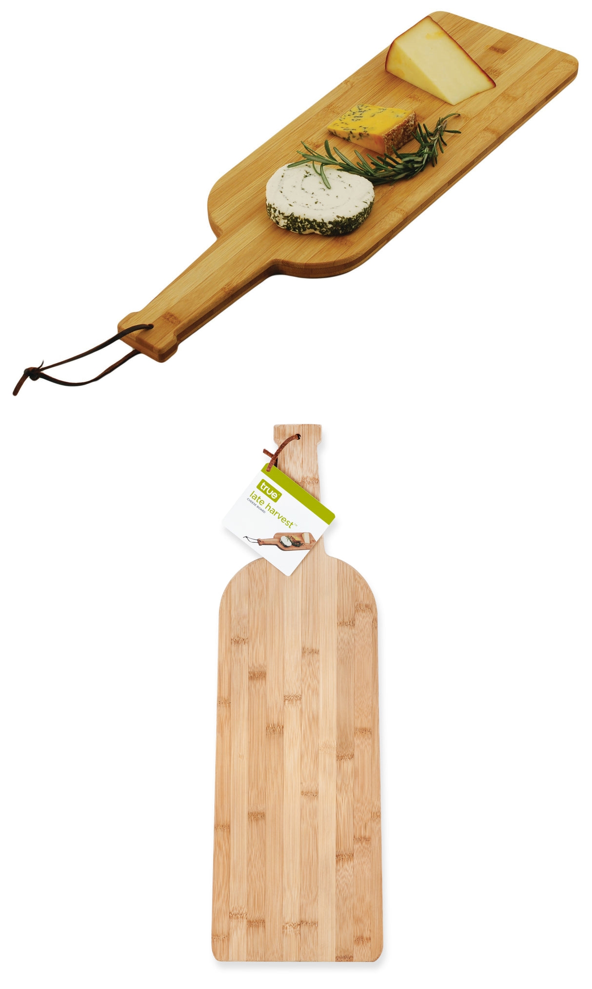 "Late Harvest" Wine-Bottle-Shaped Bamboo-Wood Cheese Board by True