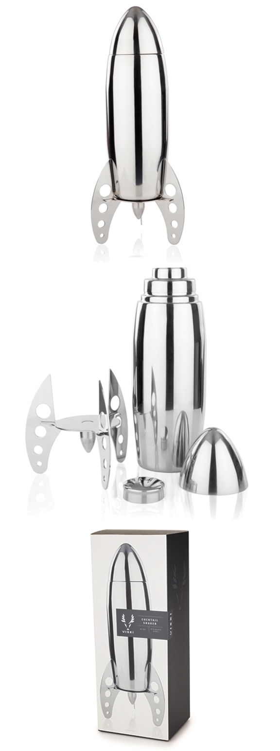 Irving Collection Retro Rocket-Shaped Cocktail Shaker by VISKI