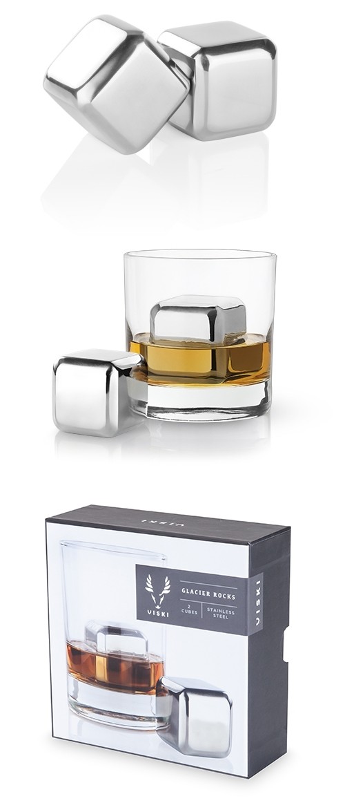 Glacier Rocks: Large Stainless-Steel Liquor Cubes (Set of 2)