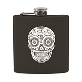 Black Dia De Los Muertos Sugar Skull Design Soft-Touch Flask by True