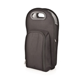 Metro Insulated 2-Bottle Wine Tote in Onyx Black with Grey Lining