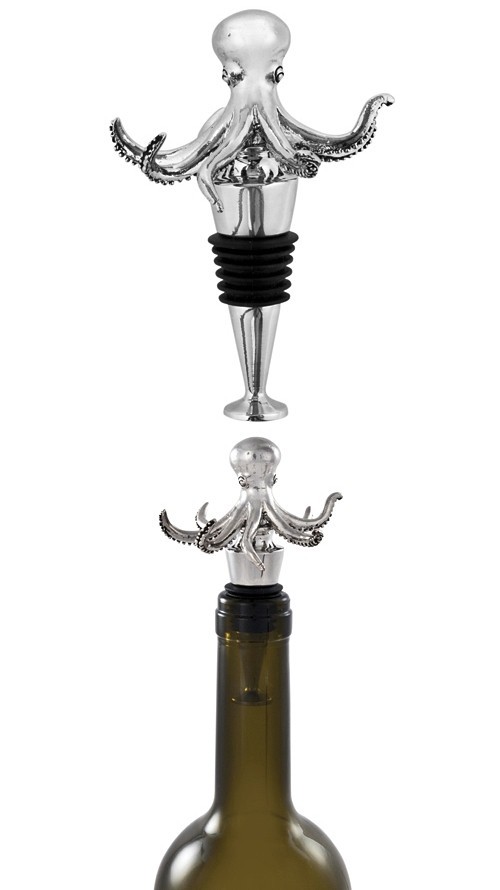 Seaside Collection Octopus Pewter Bottle Stopper by Twine