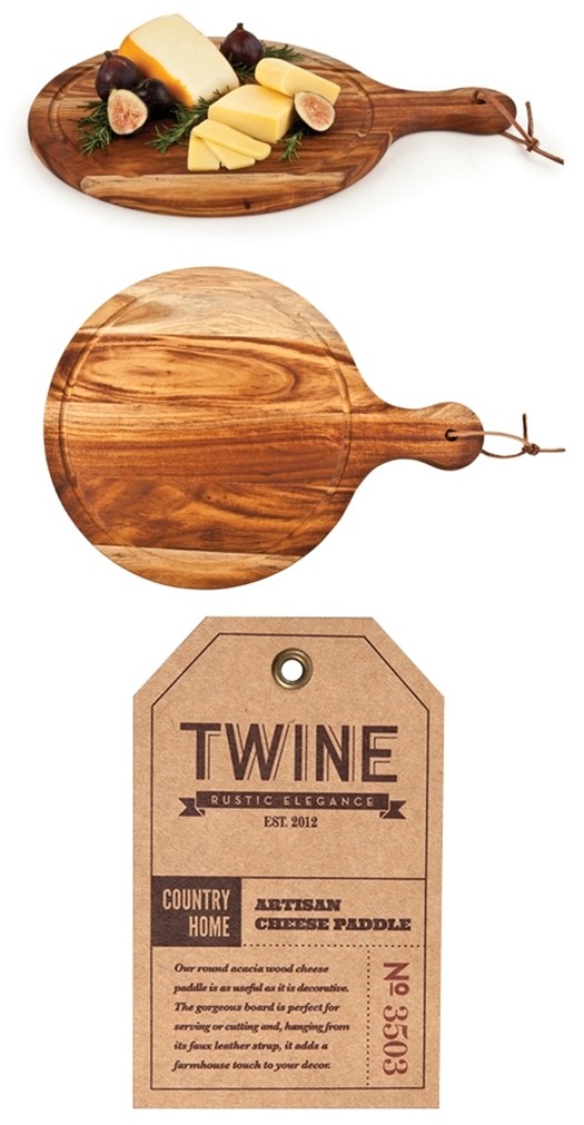 Country Home Collection Acacia-Wood Artisan Cheese Paddle by Twine