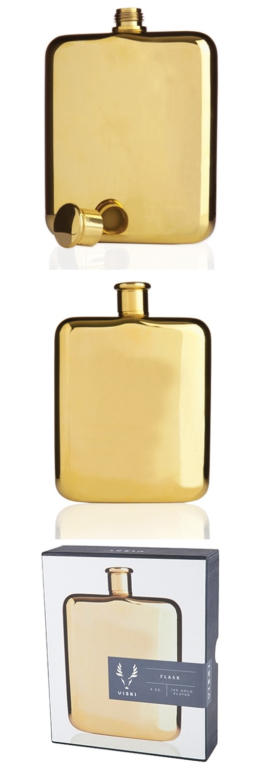 Belmont Collection 14k Gold-Plated Flask by VISKI