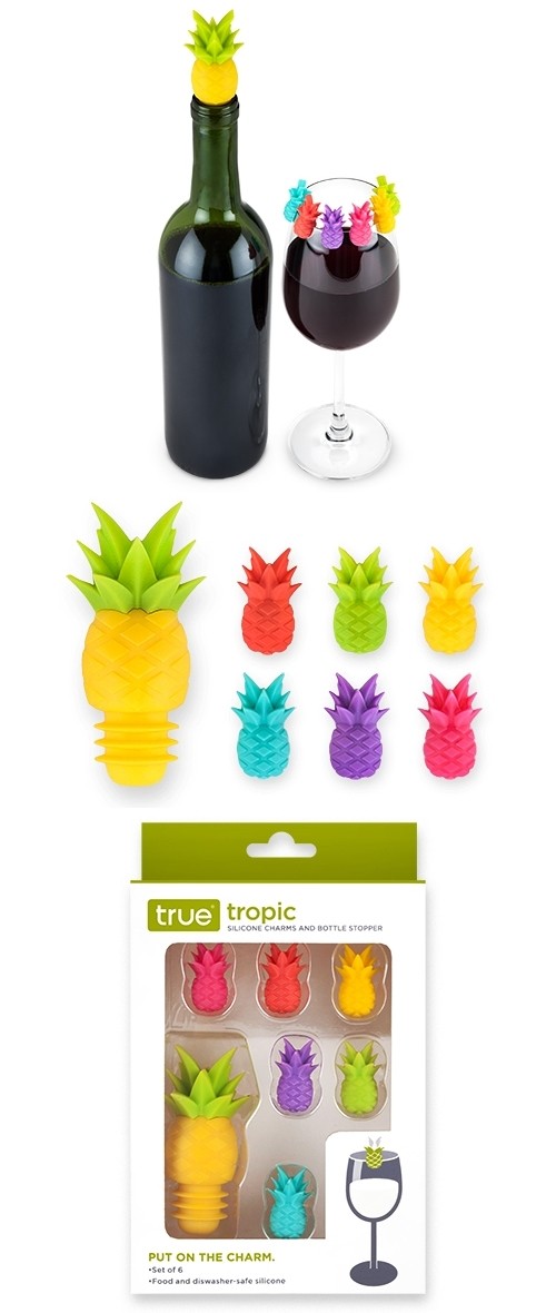 True Pineapple Charms and Bottle Stopper