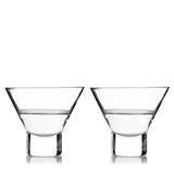 Raye Crystal Modern-Design Heavy-Base Stemless Martini Glasses by VISKI (Set of 2)