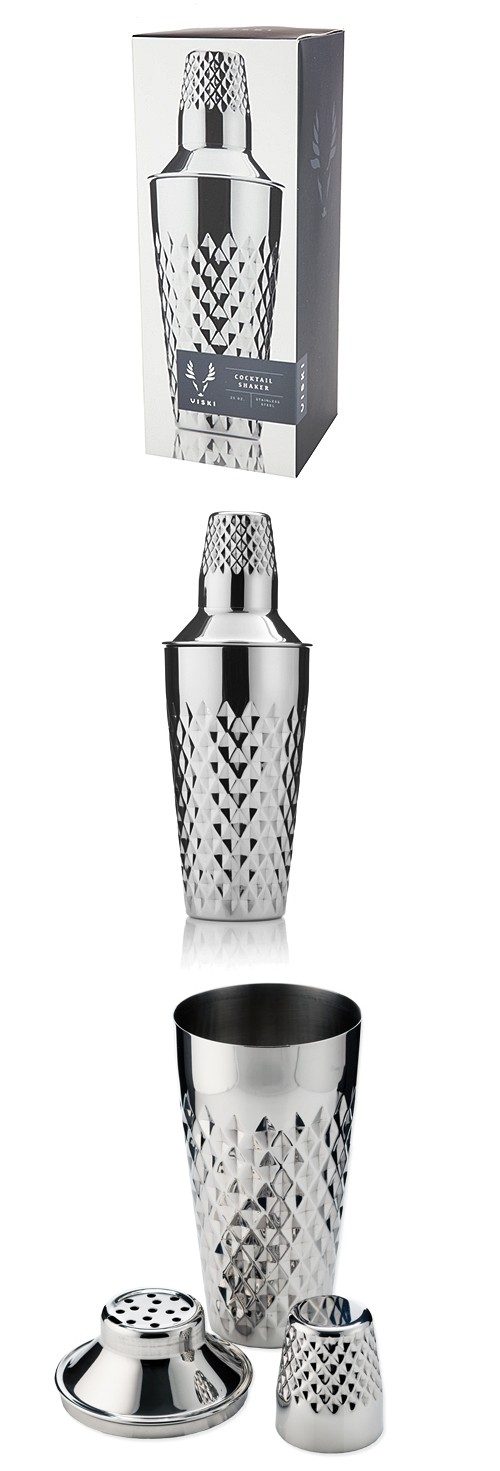 Admiral Stainless-Steel Diamond-Faceted 25oz Cocktail Shaker by VISKI