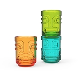 Tiki Trio Stacked Shot Glasses by TrueZOO (Set of 3 Assorted Colors)