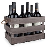 Rustic Farmhouse Fir-Wood 6-Bottle Carrier with Rope Handles by Twine