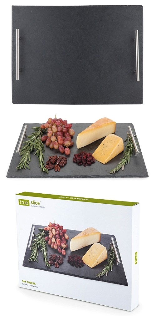 Fete Slate Cheeseboard with Stainless-Steel Handles by True