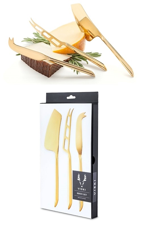 Belmont Gold-Plated Mirrored-Finish Cheese Knife Set by VISKI