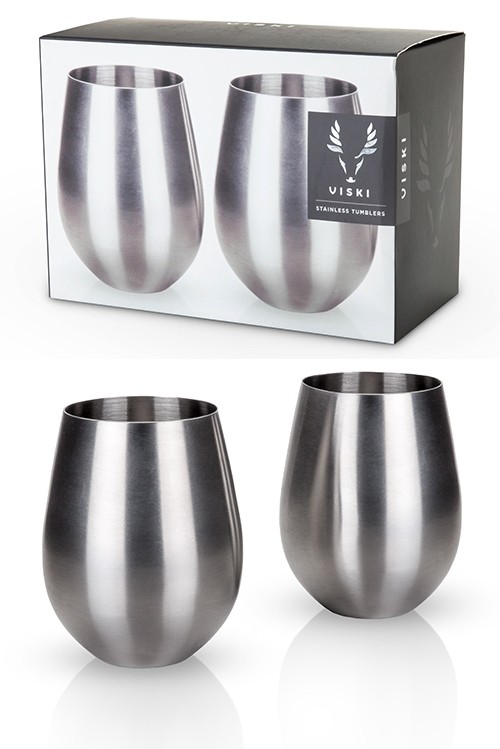 Admiral Stainless Steel Wine Glasses/Tumblers by VISKI (Set of 2)