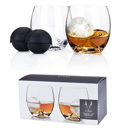 Glacier Rocks 4-Piece Ice Ball Mold and Tumbler Set by Viski