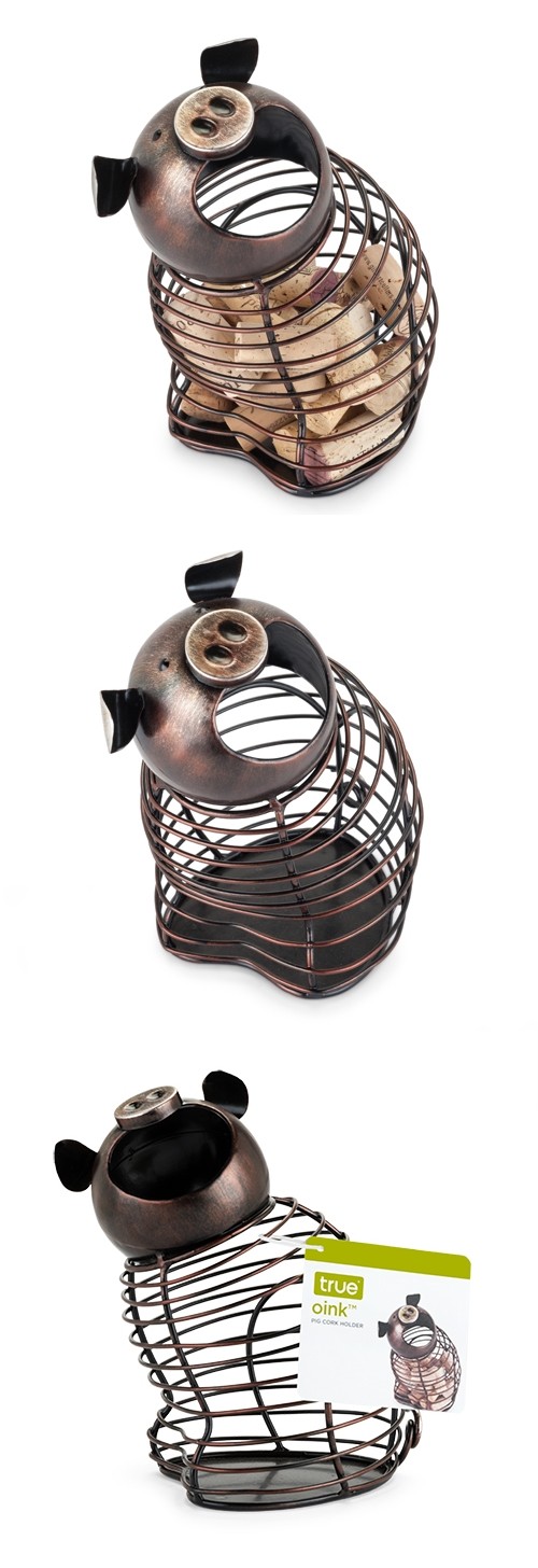 Oink Bronze-Finish-Metal Pig Cork Holder by True
