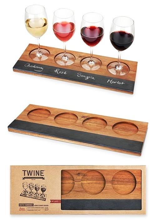 Rustic Farmhouse Collection Acacia-Wood Wine-Flight Board by Twine