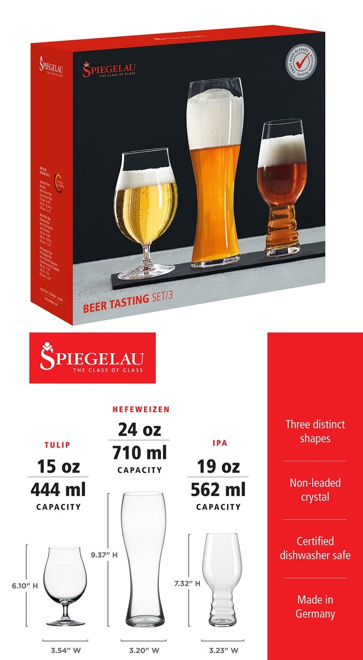 Craft Beer Glasses Tasting Kit by Spiegelau (Set of 3 Distinct Shapes)