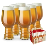 Craft IPA Lead-Free Crystal Beer Glasses with Ridges by Spiegelau (Set of 6)