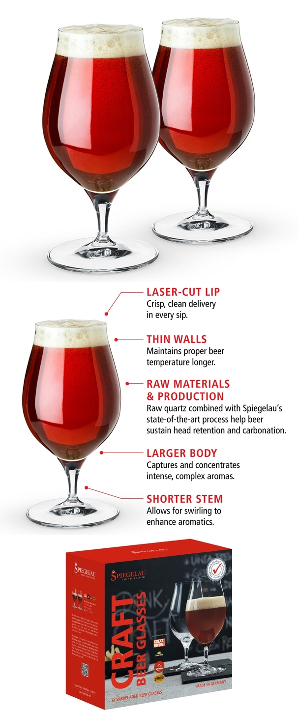 Tulip-Shaped Barrel-Aged Craft Beer Glasses by Spiegelau (Set of 2)