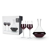 3-Piece Angled Crystal Decanter and Wine Glasses Bordeaux Set by VISKI