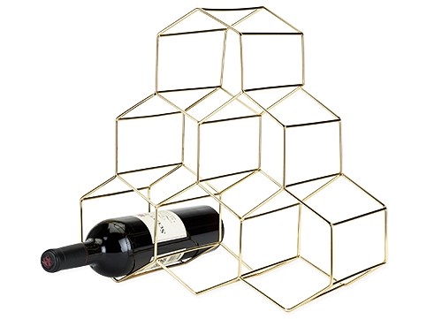 Belmont: Gold-Plated Stainless-Steel Geo Wine Rack by VISKI