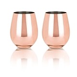 Summit Copper Stemless Wine Glasses by VISKI (Set of 2)