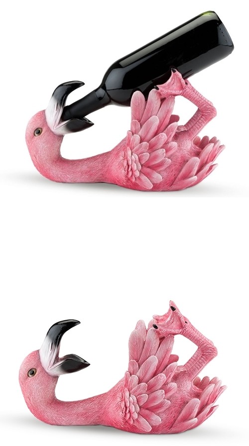 Colorful Polyresin Flirty Flamingo Bottle Holder by True