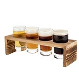 "Ardor" Wooden Beer Flight Board & 4 Tasting Glasses by True