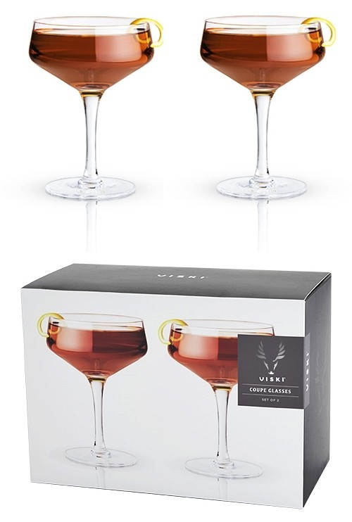 Raye: 7 oz. Crystal Coupe Glasses by VISKI (Set of 2)